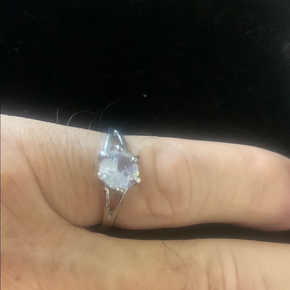 Elegant Silver Ring with Clear Stone Bogo